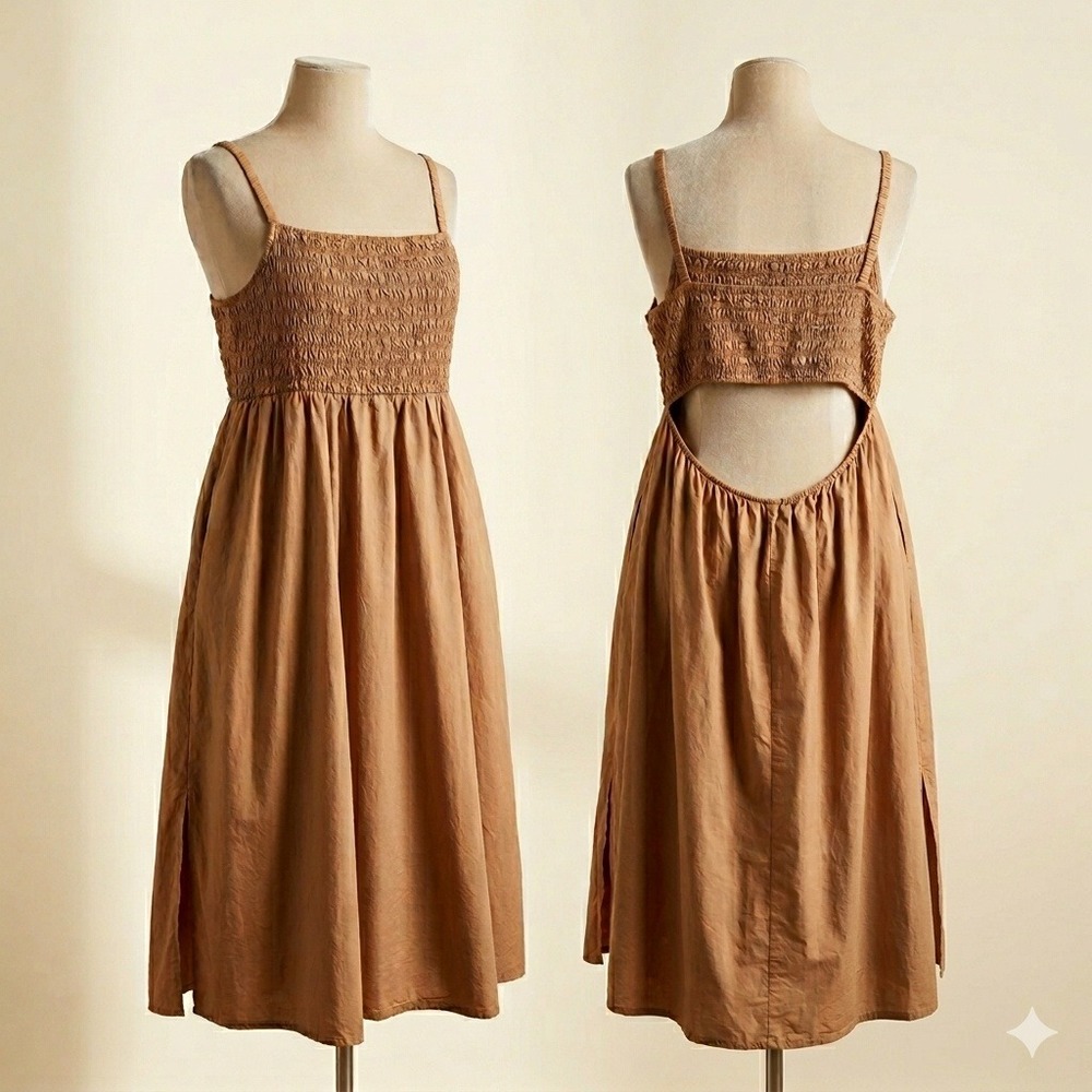 Old Navy Tan Sleeveless Maxi Dress with Cutout Back